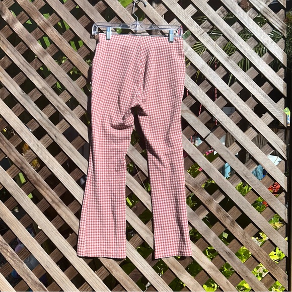 BaeVely Orange/Brown Plaid Flare pants size small - Picture 2 of 8